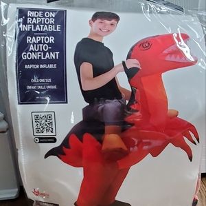 Kids Inflatable Red Dinosaur Ride On Costume